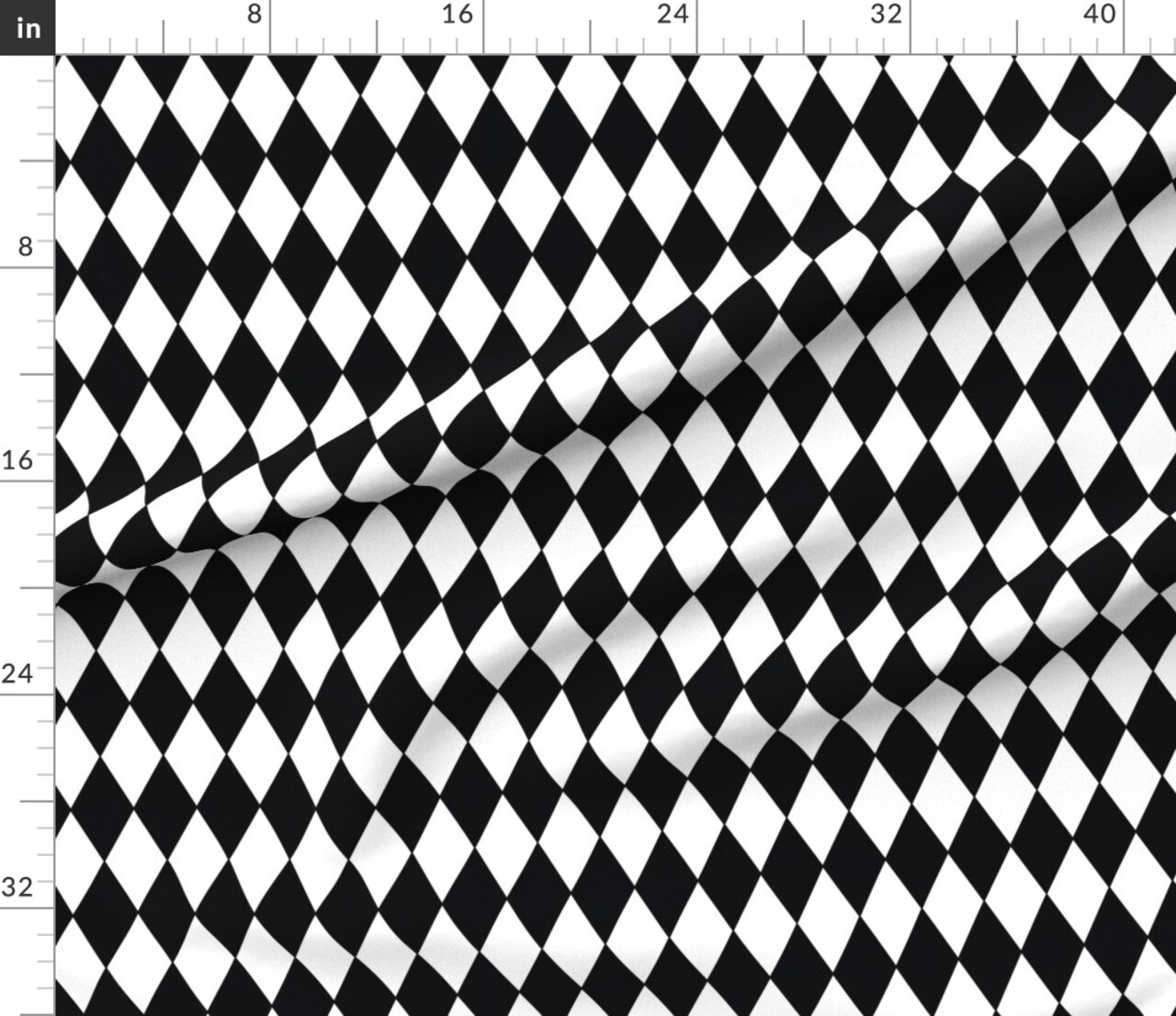 Various Fabrics by the Yard or Fat Quarter Diamonds Black & White Diamond Geometric Check Custom Printed Fabric by Spoonflower